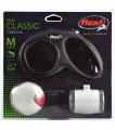 Flexi набор (Рулетка NEW Classic Basic М (до 20 кг) трос 5 м + LED фонарик + Multi-box), черный