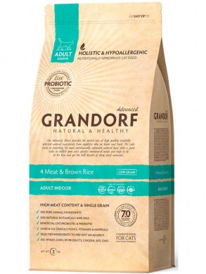 Корм для кошек Grandorf 4 Meat &amp; Brown Rice INDOOR 2кг