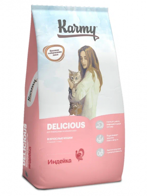 Корм для кошек Karmy Delicious Turkey индейка 10кг