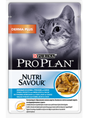 Пауч Pro Plan Derma Plus Cat с треской в соусе (85гр)