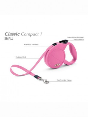 Рулетка Flexi Classiс Compact 1 Small, розовая (5м*15кг)