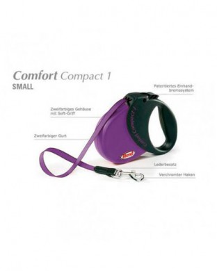 Рулетка Flexi Comfort Compact 1 Small ремень, сиреневая (5м*15кг)