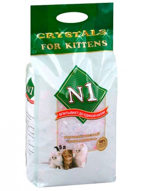 Силикагелевый наполнитель N1 Crystals for Kittens для котят (5л)