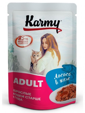 Влажный корм для кошек Karmy Adult Лосось в желе 80гр